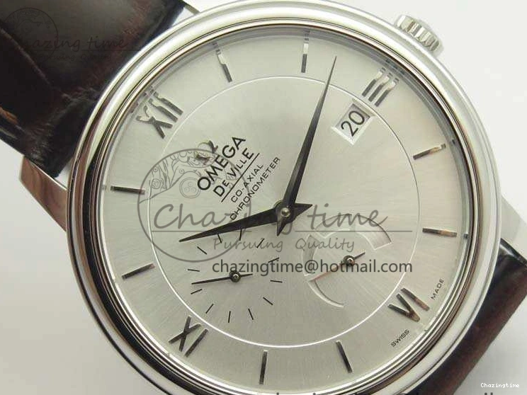 0310 FashionForward De Ville Prestige Real Power Reserve SS TW 1:1 Best Edition White Dial SS Markers On Leather Strap A 8095